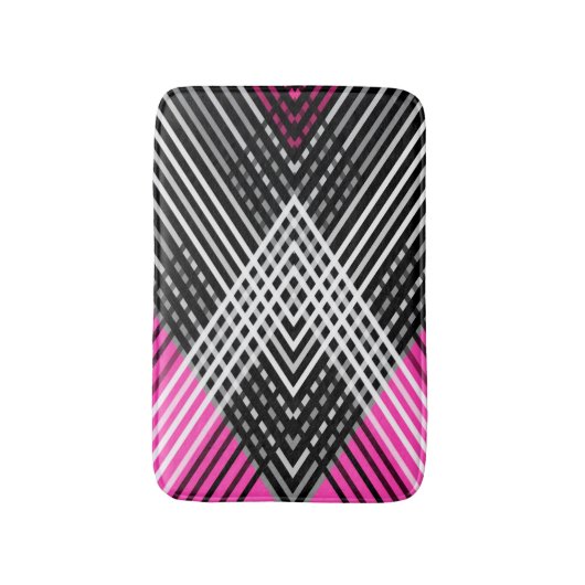 黒と白と灰色の絡ストライプみ合った文字 バスマット (正面縦)