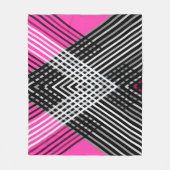 黒と白と灰色の絡ストライプみ合った文字 フリースブランケット (正面)