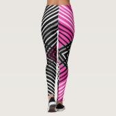 黒と白と灰色の絡ストライプみ合った文字 レギンス (裏面)