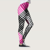黒と白と灰色の絡ストライプみ合った文字 レギンス (右)