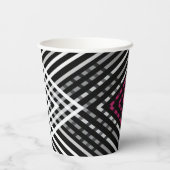黒と白と灰色の絡ストライプみ合った文字 紙コップ (裏面)