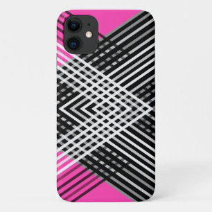 黒と白と灰色の絡ストライプみ合った文字 iPhone 11 ケース