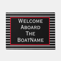 黒と白と赤の歓迎船乗り船のドアマット