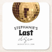 黒と白と金ゴールド最後のディスコバチェロレッテ スクエアペーパーコースター (正面)