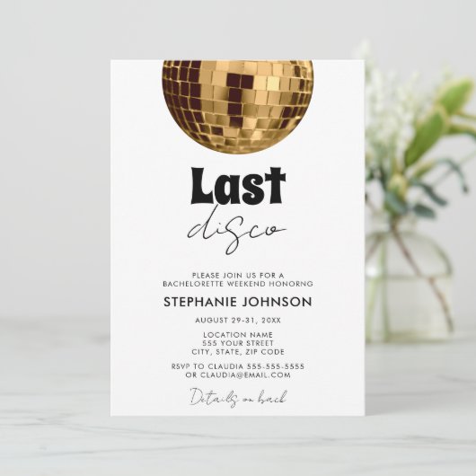 黒と白と金ゴールド最後のディスコバチェロレッテ 招待状 (スタンド正面)