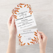 黒と白と錆の紅葉結婚の オールインワン招待状 (貼ってはがせる)