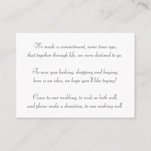 黒と白と青のダマスクの結婚式の願い エンクロージャーカード (裏面)