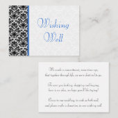 黒と白と青のダマスクの結婚式の願い エンクロージャーカード (正面/裏面)