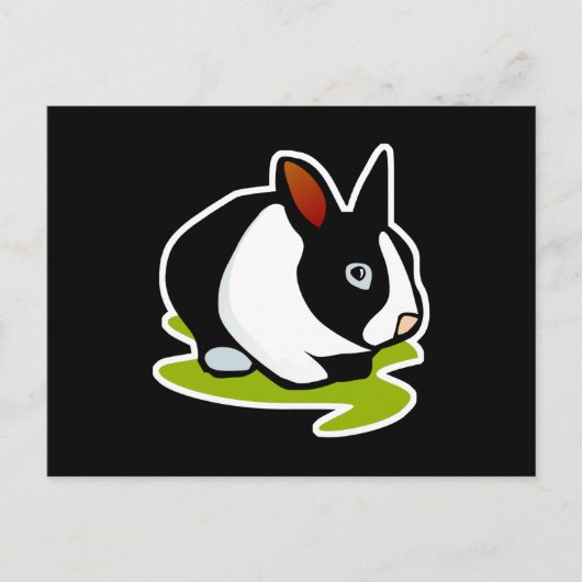 黒と白のうさぎ ポストカード (正面)