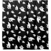 黒と白のおばけ柄 かわいいハロウィン シャワーカーテン (正面)