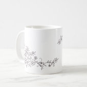 黒と白のお花の模様のマグカップ コーヒーマグカップ (正面左)
