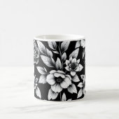 黒と白のお花 コーヒーマグカップ (中央)