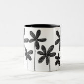 黒と白のお花 ツートーンマグカップ (中央)