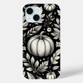 黒と白のかぼちゃ iPhone 15ケース