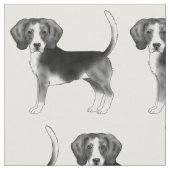 黒と白のかわいいビーグル犬のパターン ファブリック (クローズアップ)