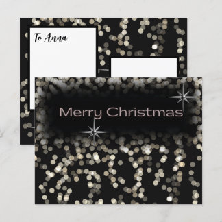 黒と白のきらきらした星 メリークリスマス インビテーションポストカード