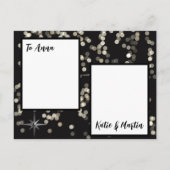 黒と白のきらきらした星 メリークリスマス インビテーションポストカード (裏面)