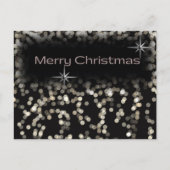 黒と白のきらきらした星 メリークリスマス インビテーションポストカード (正面)