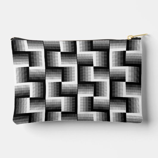 黒と白のこぎり歯グラデーションパターン アクセサリーポーチ (裏面)