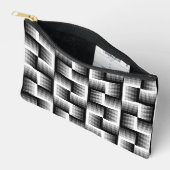 黒と白のこぎり歯グラデーションパターン アクセサリーポーチ (見開き)