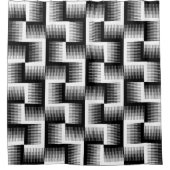 黒と白のこぎり歯グラデーションパターン シャワーカーテン (正面)