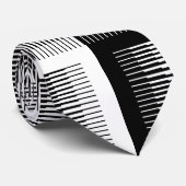黒と白のこぎり歯グラデーションパターン ネクタイ (ロール)