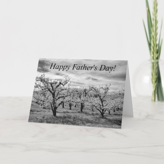 黒と白のさくらんぼの木と父の日カード カード (正面)