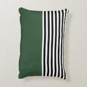 黒と白のとダークエメラルドグリーンストライプ アクセントクッション (裏面(縦))