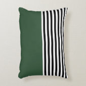 黒と白のとダークエメラルドグリーンストライプ アクセントクッション (正面(垂直))