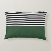 黒と白のとダークエメラルドグリーンストライプ アクセントクッション (裏面)