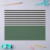 黒と白のとダークエメラルドグリーンストライプ 薄葉紙 (クラフト)