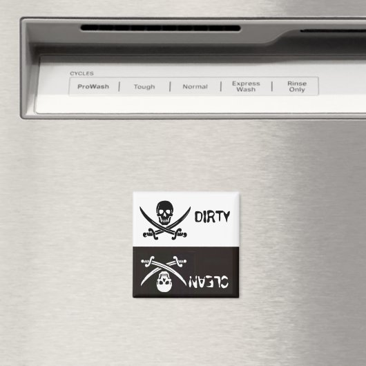 黒と白のどくろが交差した剣を汚れなく汚す マグネット (インサイチュ (食洗機))