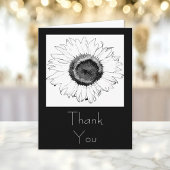 黒と白のひまわり感謝カード サンキューカード