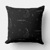 黒と白のやぎ座の星座パターン クッション (正面)