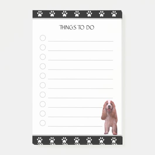 黒と白のアクティビティにいるかわいい子犬 ポストイット (正面)