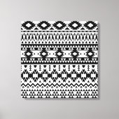 黒と白のアステカ幾何学ベクトルパターン キャンバスプリント (正面)