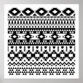 黒と白のアステカ幾何学ベクトルパターン ポスター (正面)