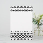 黒と白のアステカ幾何学ベクトルパターン 便箋 (スタンド正面)