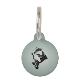 黒と白のアナグマのサクソフォンのカスタマイズ ペット　ネームタグ