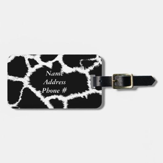 黒と白のアニマル柄 ラゲッジタグ (正面横)