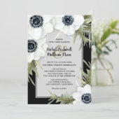 黒と白のアネモネの植物結婚式の招待 (スタンド正面)