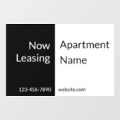 黒と白のアパートの名前と電話番号のリース開始のお知らせ ウィンドウサイン (シート)