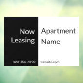黒と白のアパートの名前と電話番号のリース開始のお知らせ ウィンドウサイン (シート3)