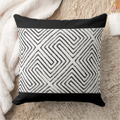 黒と白のアフリカの泥の布のパターン クッション (ブランケット)