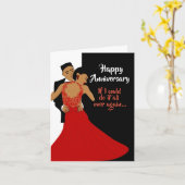 黒と白のアフリカ系アメリカ人カップルの記念日 カード (黄色い花)