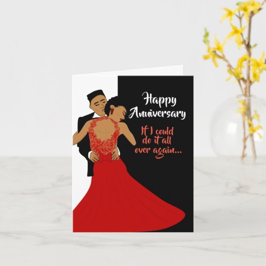 黒と白のアフリカ系アメリカ人カップルの記念日 カード (黄色い花)