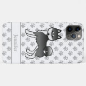 黒と白のアラスカン・クレー・カイ 愛犬の名前入り Case-Mate iPhoneケース (裏面(横))