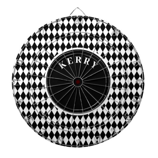 黒と白のアルガイル柄 ダーツボード (正面)
