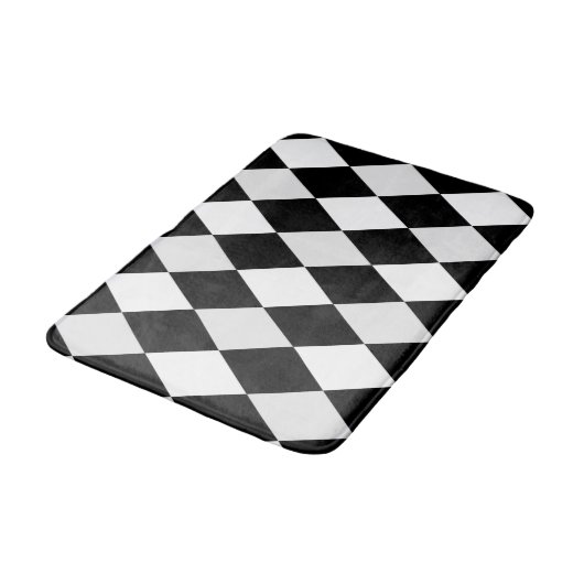 黒と白のアルルカン ダイヤモンド柄 バスマット (アングル)
