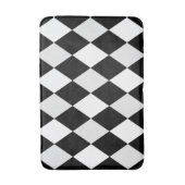 黒と白のアルルカン ダイヤモンド柄 バスマット (正面縦)